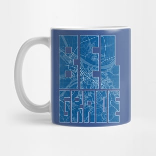 Belgrade, Serbia Map Typography - Blueprint Mug